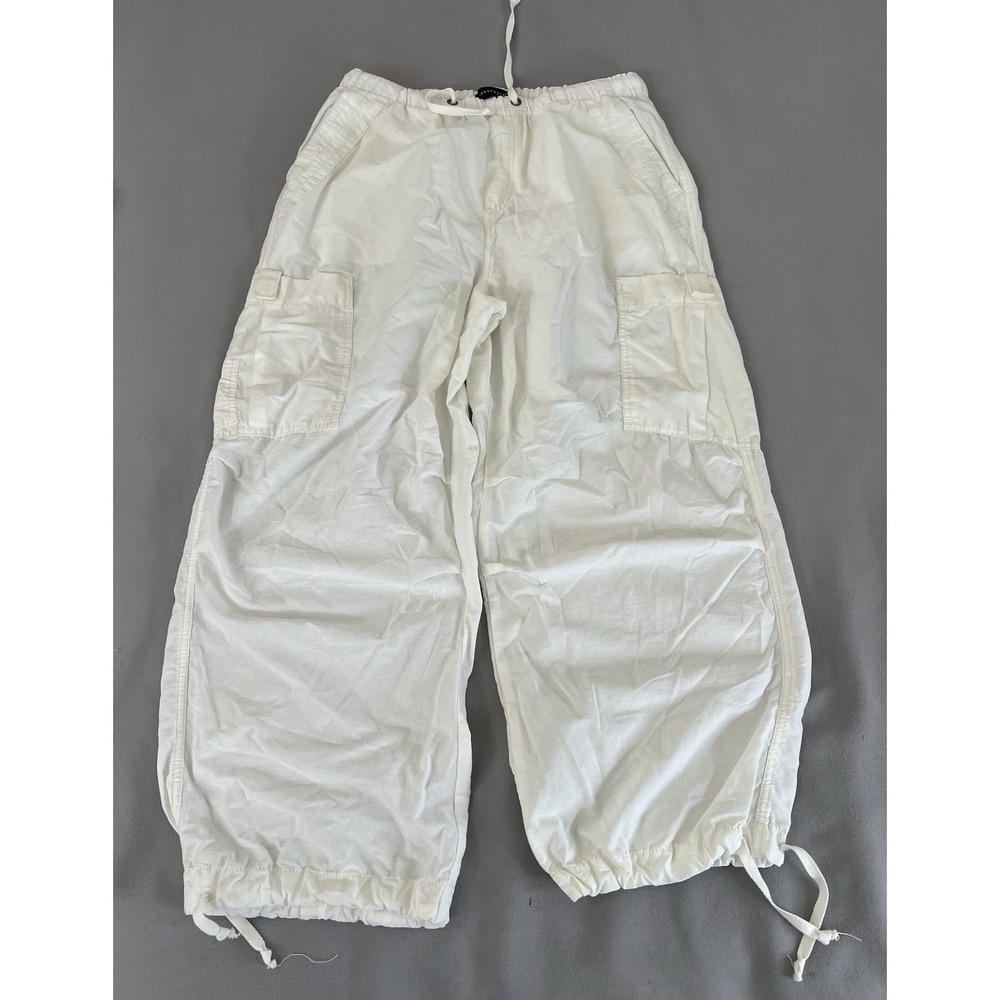 Aeropostale Womens Parachute Cargo Pant Sz Medium White Y2k Streetwear 90s Baggy